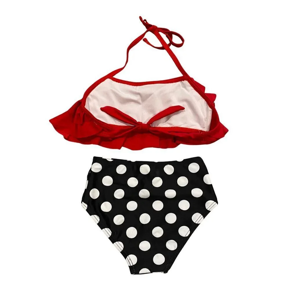 Boutique Little Girl's Red and Black Polka Dot Bikini